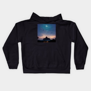 Sri Lanka Rock Fortress Under A Starry Night Sky Kids Hoodie